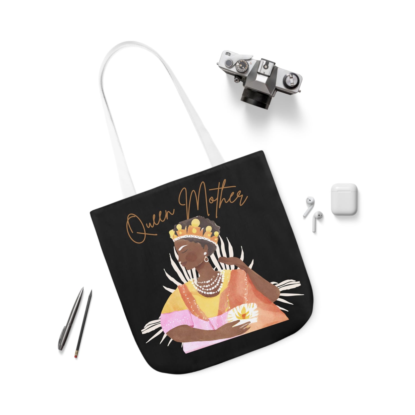 Queen Mother Canvas Tote Bag, 2-Color Straps