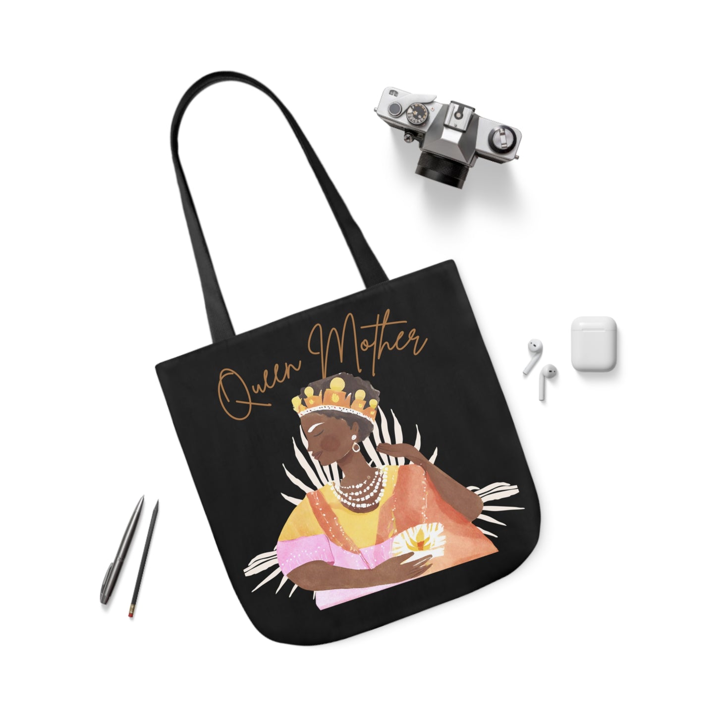 Queen Mother Canvas Tote Bag, 2-Color Straps